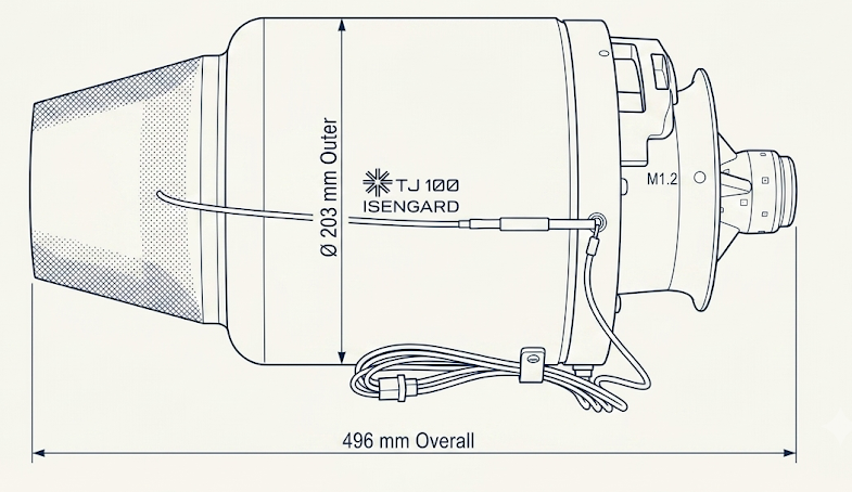 TJ-100 dimensioned drawing