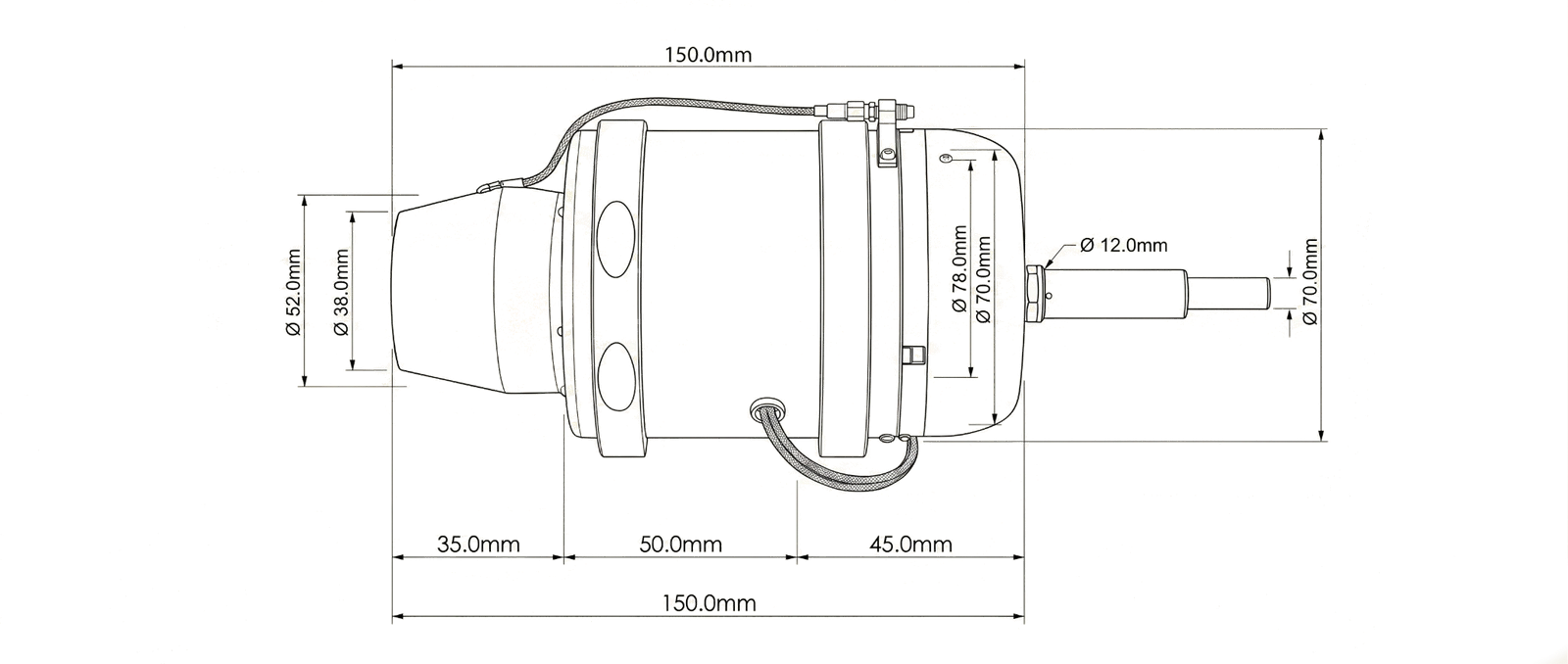TJ-40 dimensioned drawing